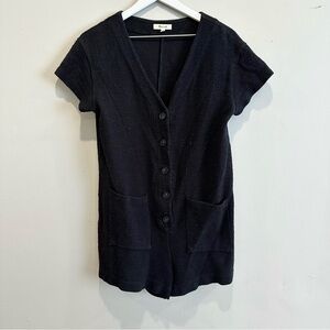 Madewell Knit Button Front Cotton Black Romper